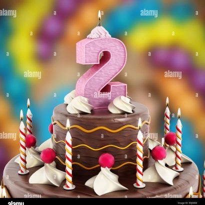 birthday-cake-with-number-2-lit-candle-ERJRRM